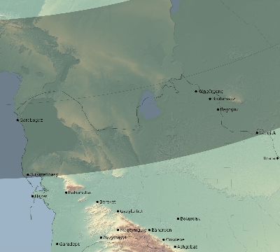 Map of the eclipse path across Turkmenistan on 03/19/2770