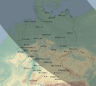 Map of the eclipse path across Germany on 08/03/2771
