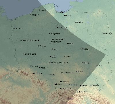 Map of the eclipse path across Poland on 08/03/2771