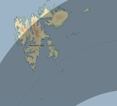 Map of the eclipse path across Svalbard and Jan Mayen on 08/03/2771