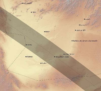 Map of the eclipse path across Afghanistan on 07/22/2772
