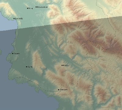 Map of the eclipse path across Albania on 07/22/2772