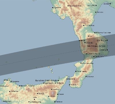 Map of the eclipse path across Italy on 07/22/2772