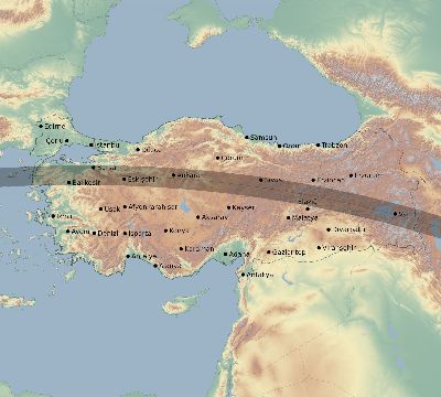Map of the eclipse path across Turkey on 07/22/2772
