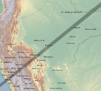 Map of the eclipse path across Peru on 01/15/2773