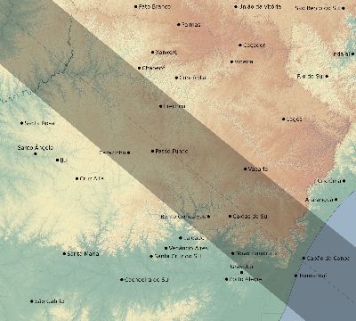 Map of the eclipse path across Brazil on 07/12/2773