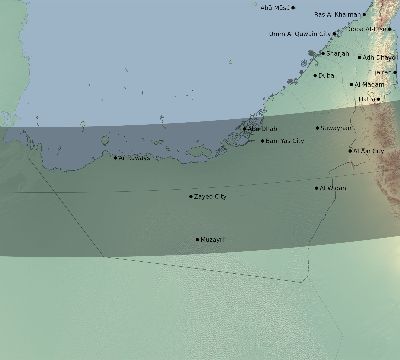 Map of the eclipse path across United Arab Emirates on 01/04/2774