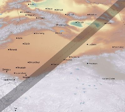 Map of the eclipse path across China on 01/04/2774