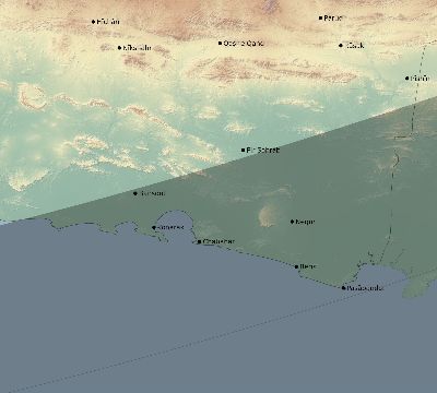 Map of the eclipse path across Iran on 01/04/2774