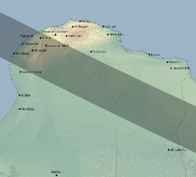 Map of the eclipse path across Libya on 01/04/2774