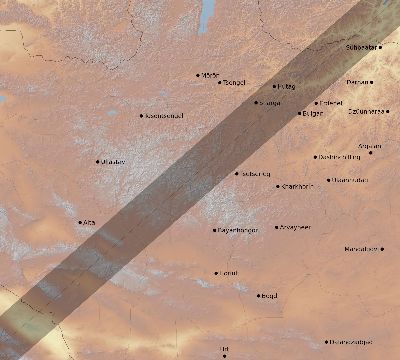 Map of the eclipse path across Mongolia on 01/04/2774