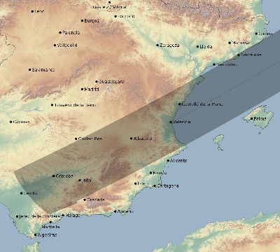Map of the eclipse path across Spain on 05/21/2775