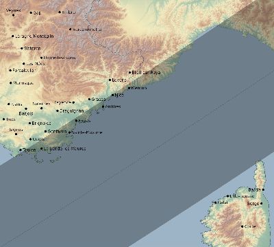 Map of the eclipse path across France on 05/21/2775