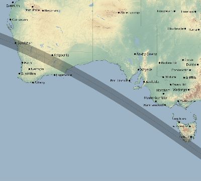 Map of the eclipse path across Australia on 11/15/2775