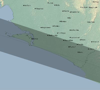 Map of the eclipse path across Sierra Leone on 05/10/2776