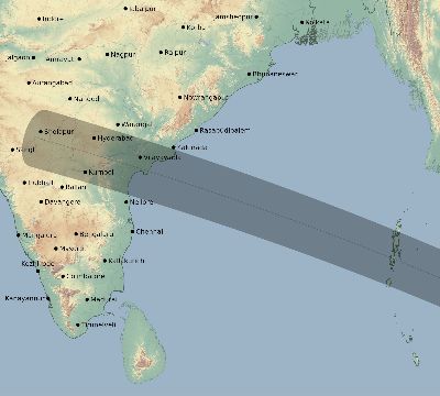 Map of the eclipse path across India on 11/03/2776