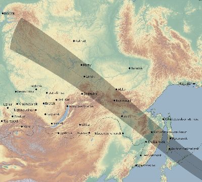 Map of the eclipse path across Russia on 10/23/2777