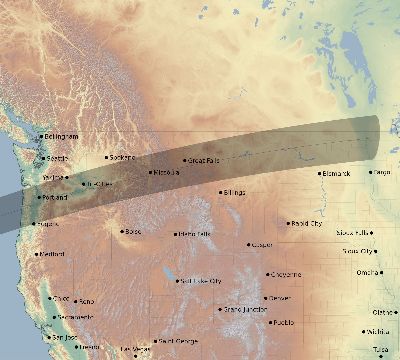 Map of the eclipse path across United States on 03/10/2779