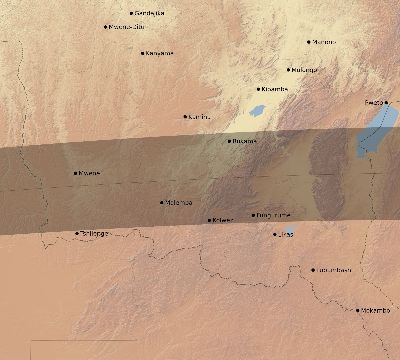 Map of the eclipse path across DR Congo on 09/02/2779