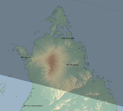 Map of the eclipse path across Madagascar on 09/02/2779
