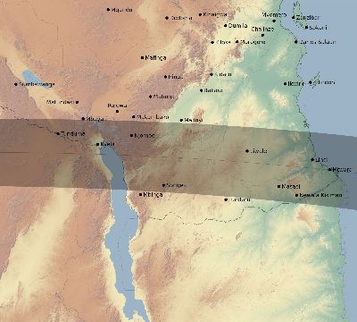 Map of the eclipse path across Tanzania on 09/02/2779