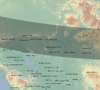 Map of the eclipse path across Cambodia on 12/26/2782