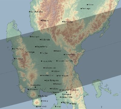 Map of the eclipse path across Philippines on 12/26/2782