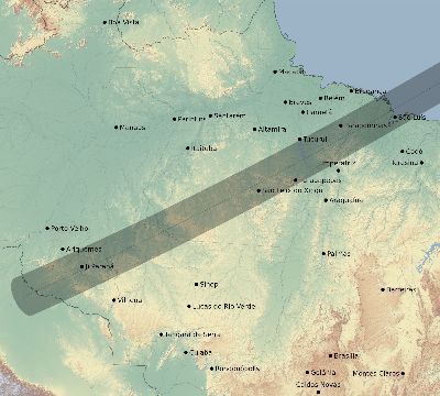 Map of the eclipse path across Brazil on 06/22/2783