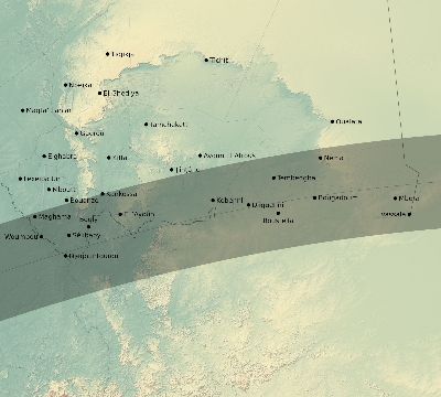 Map of the eclipse path across Mauritania on 06/22/2783