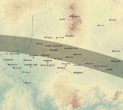 Map of the eclipse path across Niger on 06/22/2783