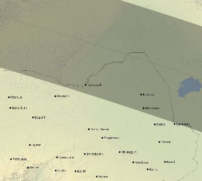 Map of the eclipse path across Nigeria on 06/22/2783