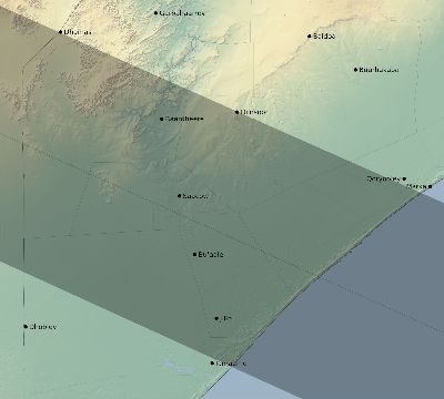Map of the eclipse path across Somalia on 06/22/2783