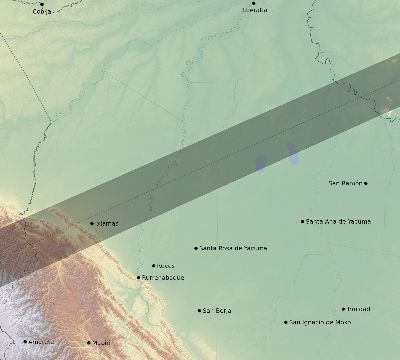 Map of the eclipse path across Bolivia on 12/16/2783