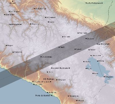 Map of the eclipse path across Peru on 12/16/2783