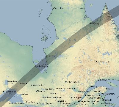 Map of the eclipse path across Canada on 06/10/2784
