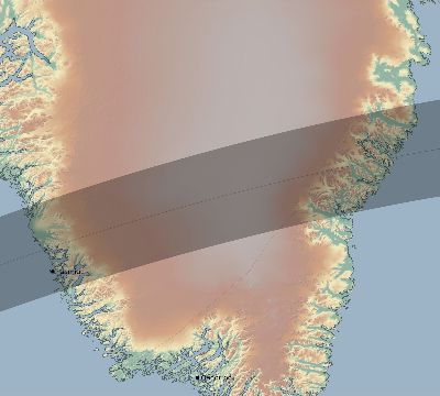 Map of the eclipse path across Greenland on 06/10/2784