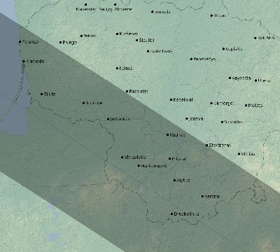Map of the eclipse path across Lithuania on 06/10/2784