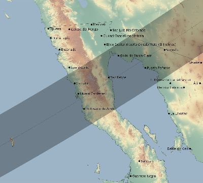 Map of the eclipse path across Mexico on 06/10/2784