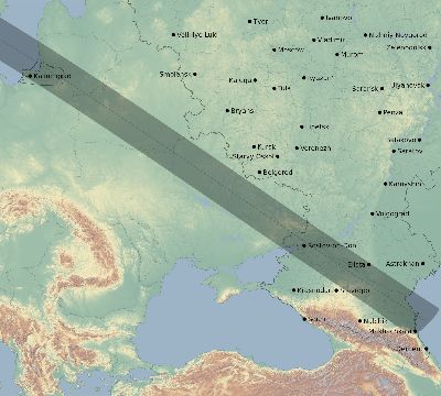 Map of the eclipse path across Russia on 06/10/2784