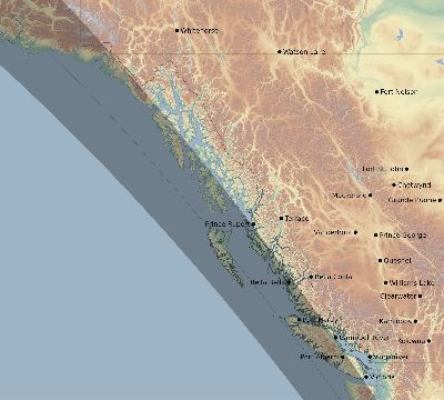 Map of the eclipse path across Canada on 10/14/2786