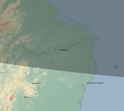 Map of the eclipse path across Nicaragua on 10/14/2786