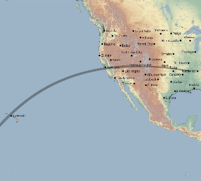Map of the eclipse path across United States on 04/10/2787