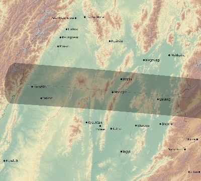 Map of the eclipse path across Myanmar on 10/03/2787