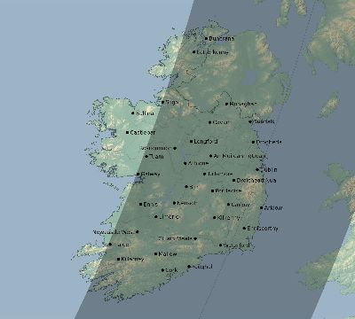 Map of the eclipse path across Ireland on 03/29/2788