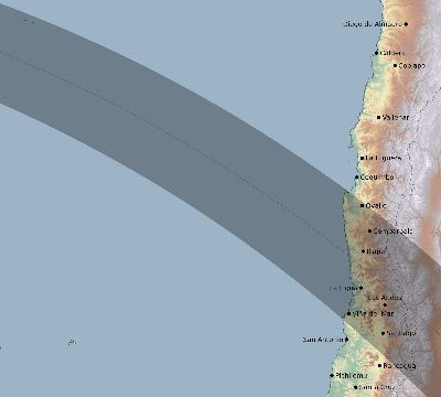 Map of the eclipse path across Chile on 09/22/2788