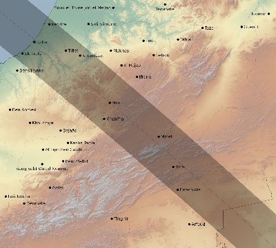 Map of the eclipse path across Morocco on 08/03/2790