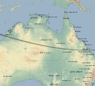 Map of the eclipse path across Australia on 01/26/2791