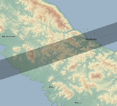 Map of the eclipse path across New Caledonia on 01/26/2791
