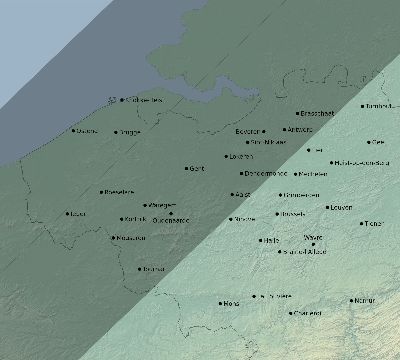 Map of the eclipse path across Belgium on 01/16/2792