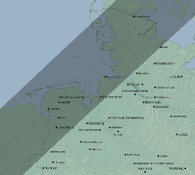 Map of the eclipse path across Germany on 01/16/2792